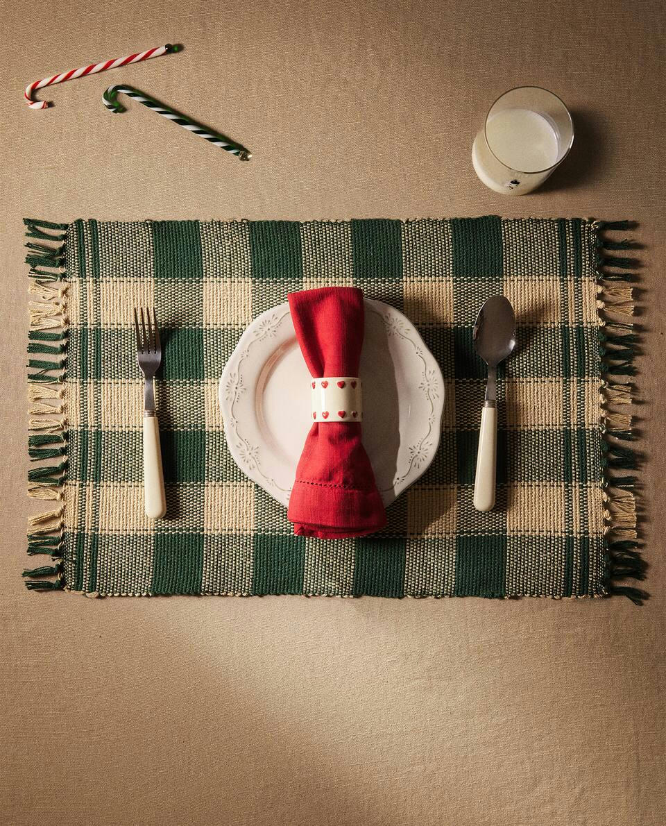 Conjunto de jogos americanos xadrez de Natal (pacote com 2)