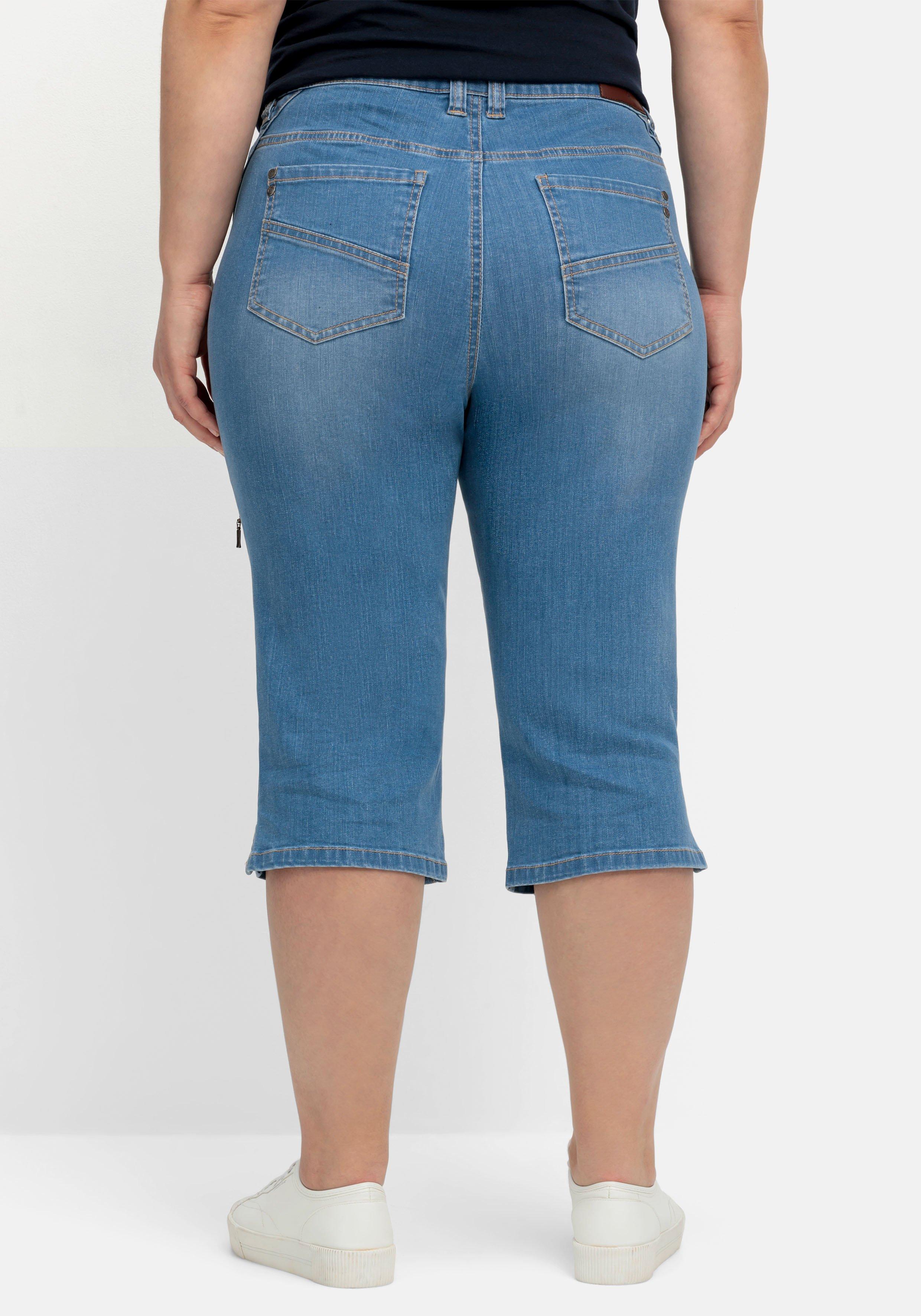 Schmale Caprijeans im Cargo-Stil