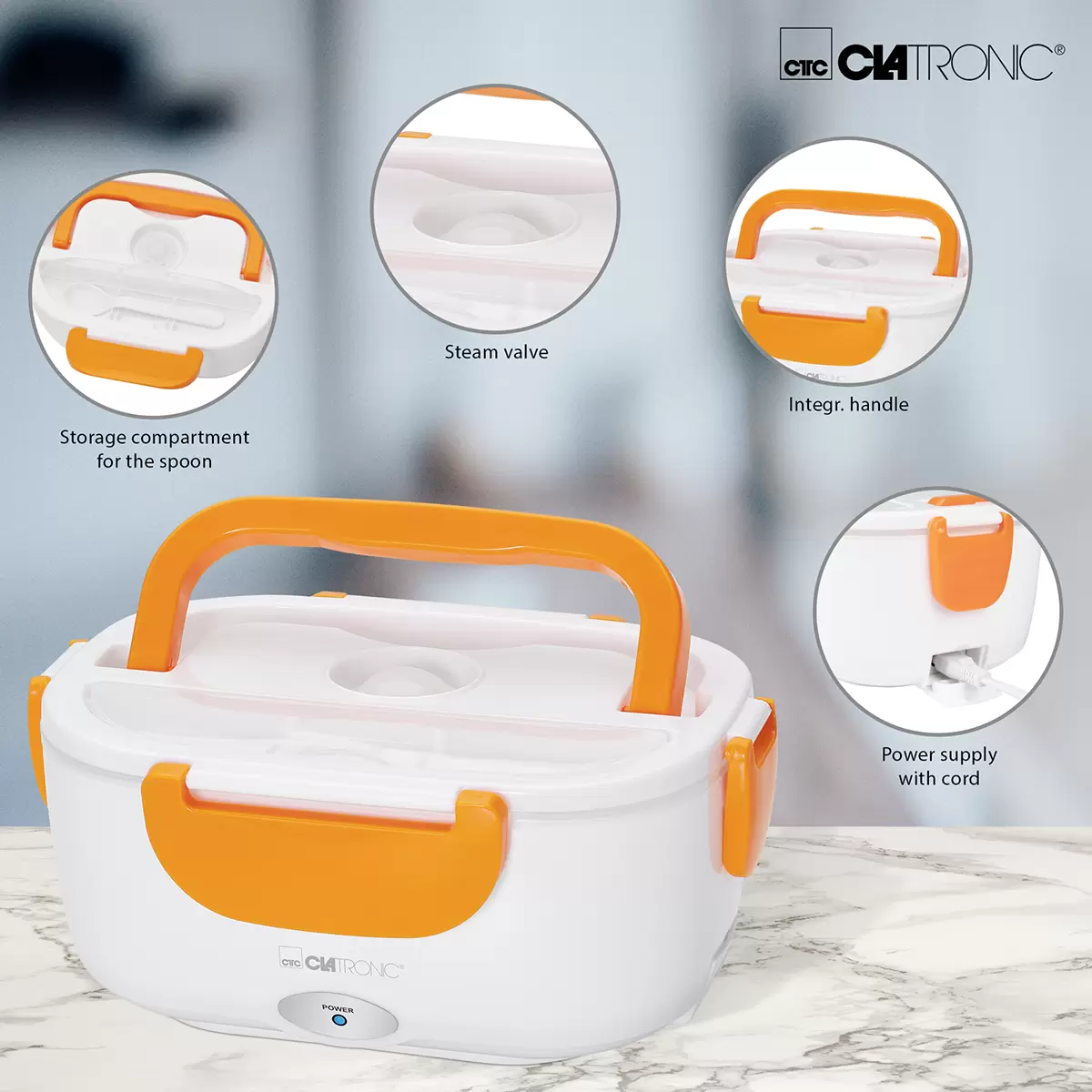 Elektrische Lunchbox Clatronic orange,weiss
