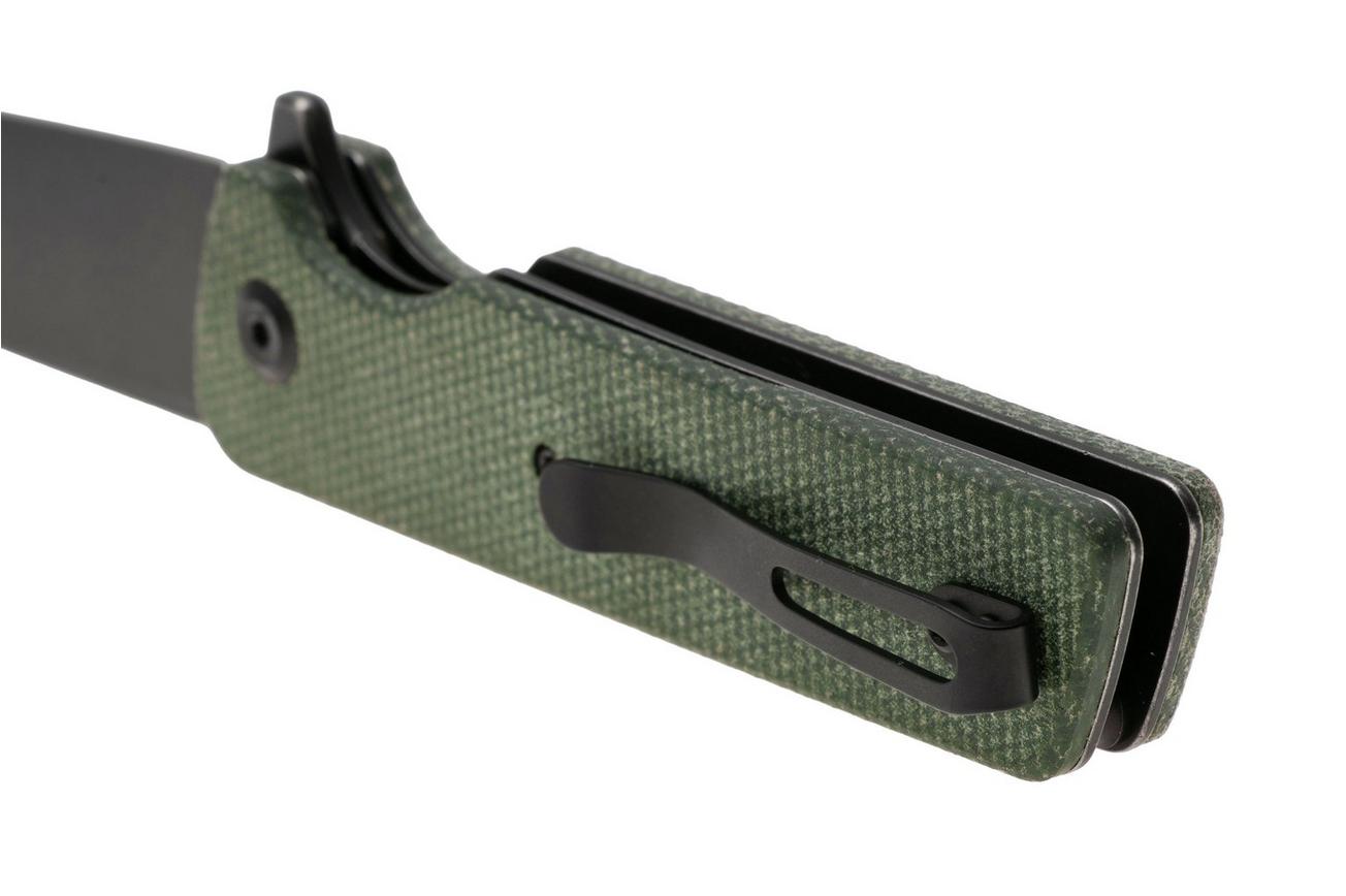 Tenable Knives Anomaly T2038A2 Blackwashed NItro-V, Green Micarta, zakmes, Pinkerton Knives design