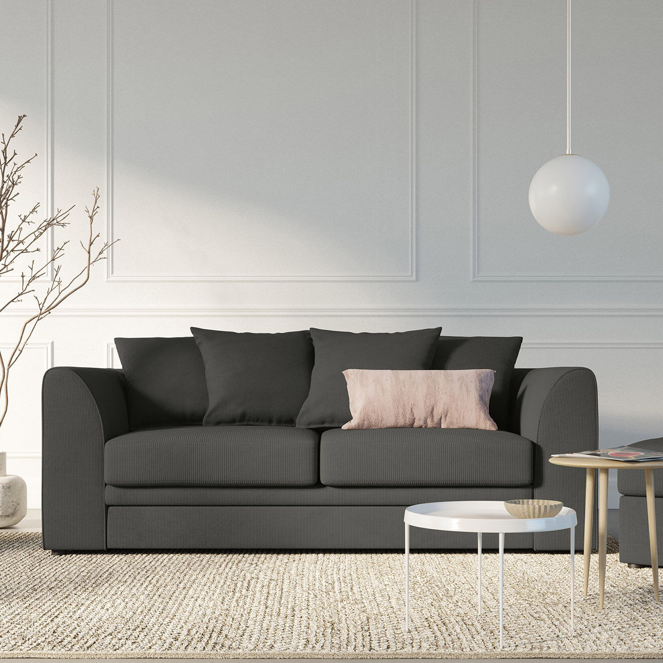 Mazzini Sofas Canapé Quince 3 Places gris foncé - 182x92x80 cm