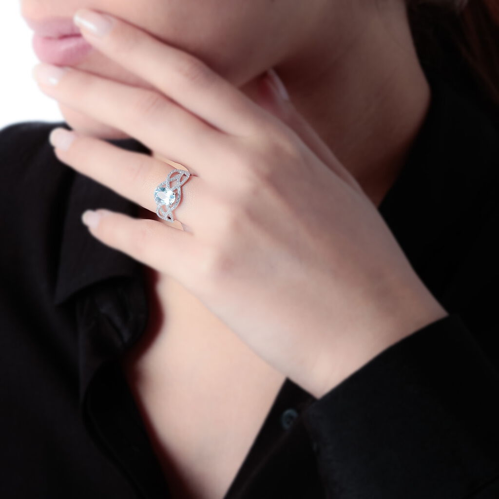 Bague Tina Or Blanc Topaze Et Diamant