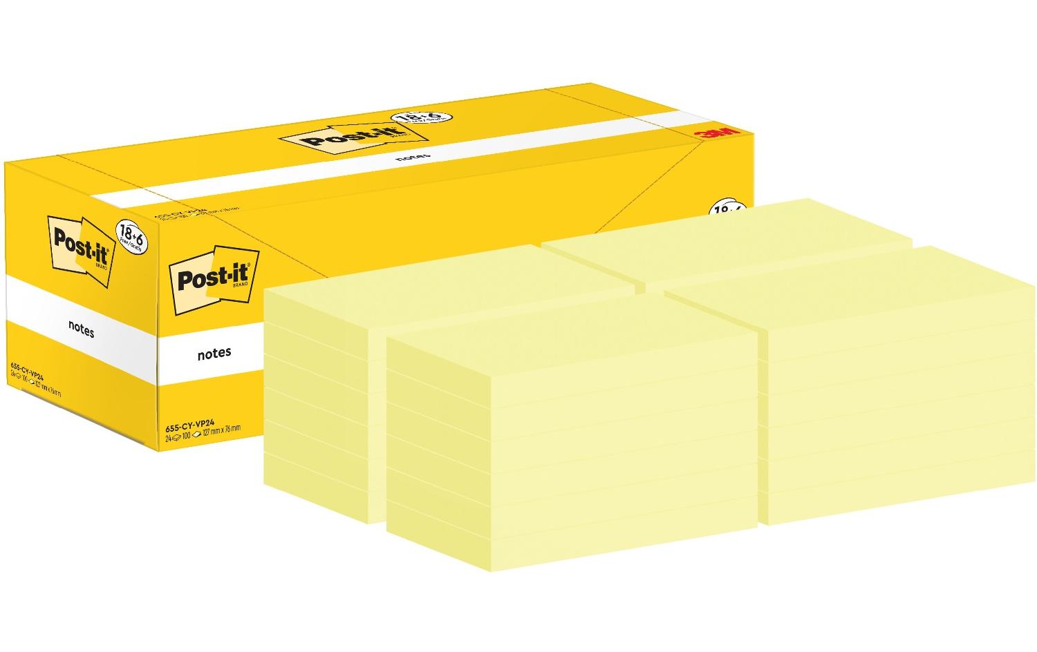 Notizzettel 3M, 76 x 127 mm, 18+6 Blöcke, GelbHaftnotizen