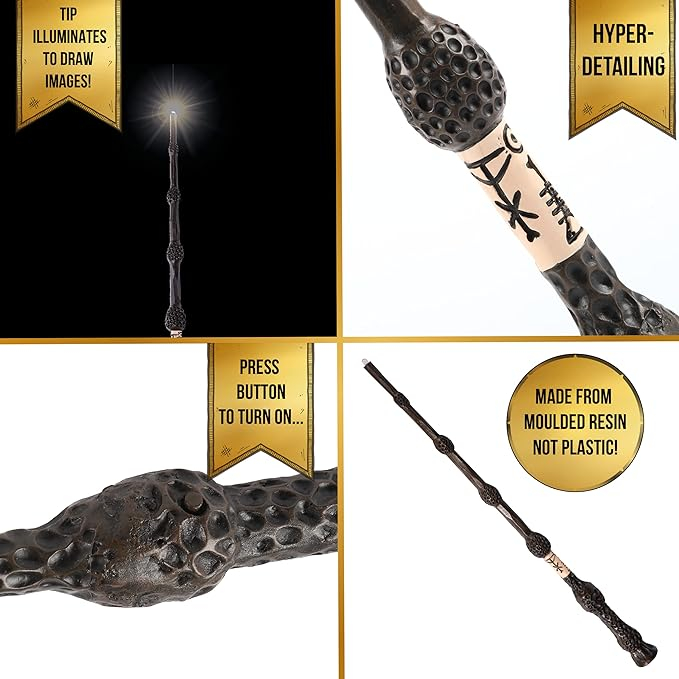 Harry Potter - Lumos Zauberstab Motto Party Zubehör LED Leucht Magierstab (inkl. Batterien) Lizenziert - Assortiert