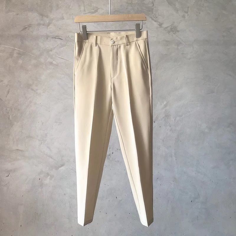 Lingaris - Mid Rise Plain Cropped Straight Leg Dress Pants