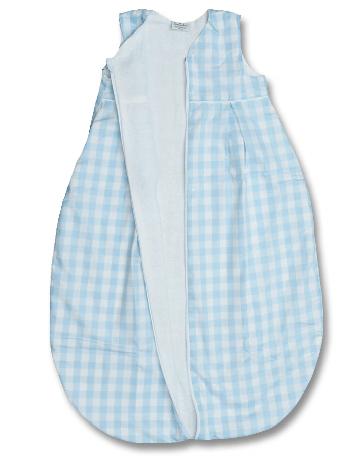 Flanellschlafsack kariert in hellblau
