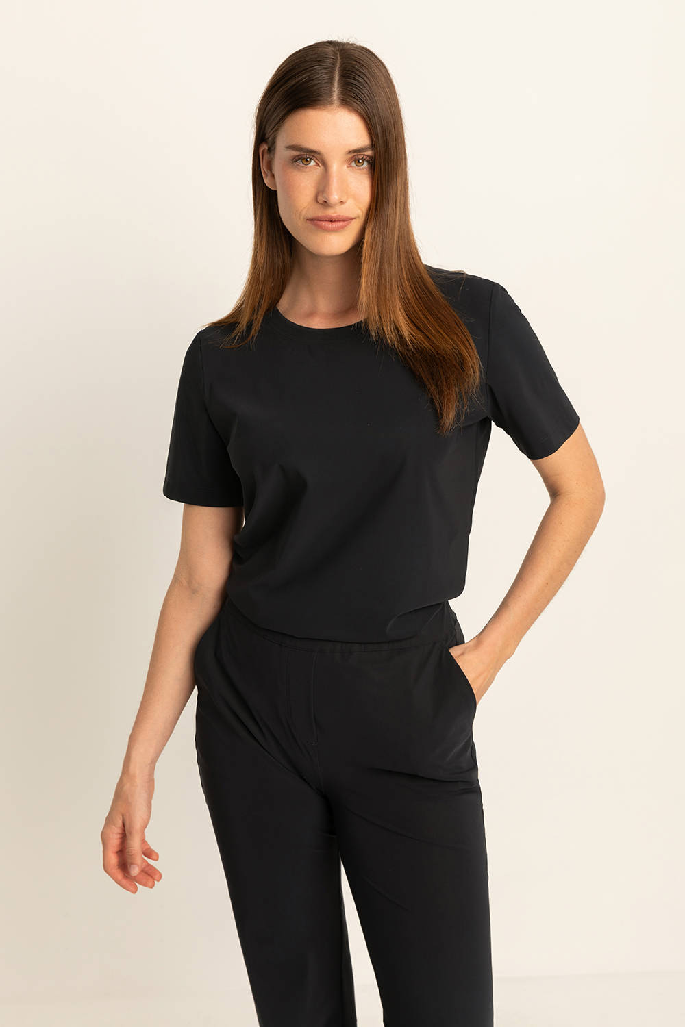 Expresso T-shirt van travelstof zwart
