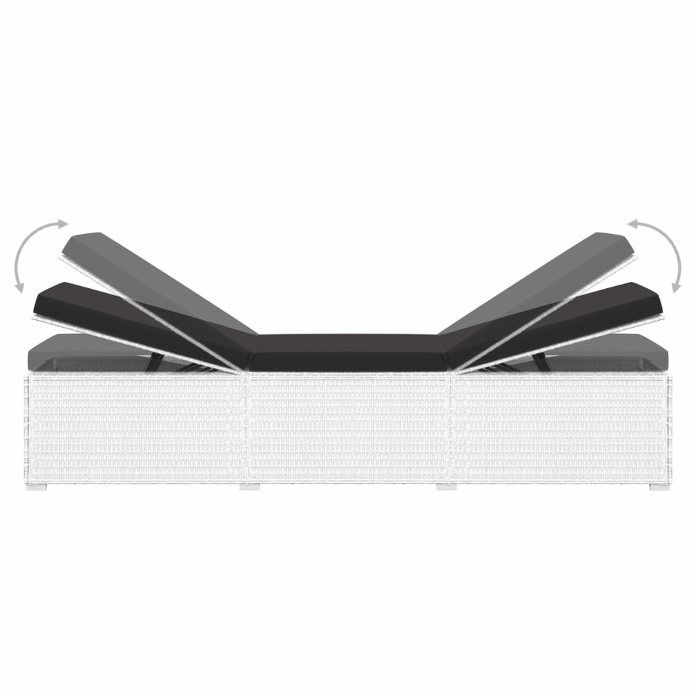 Chaises longues de jardin table à thé 3 pièces résine tressée blanc