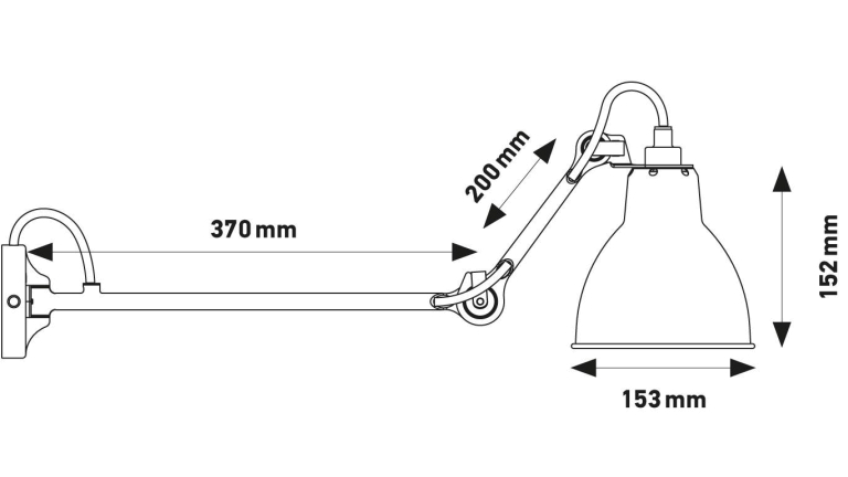 DCW éditions Lampe Gras N204 L40 Single wandlamp zwart