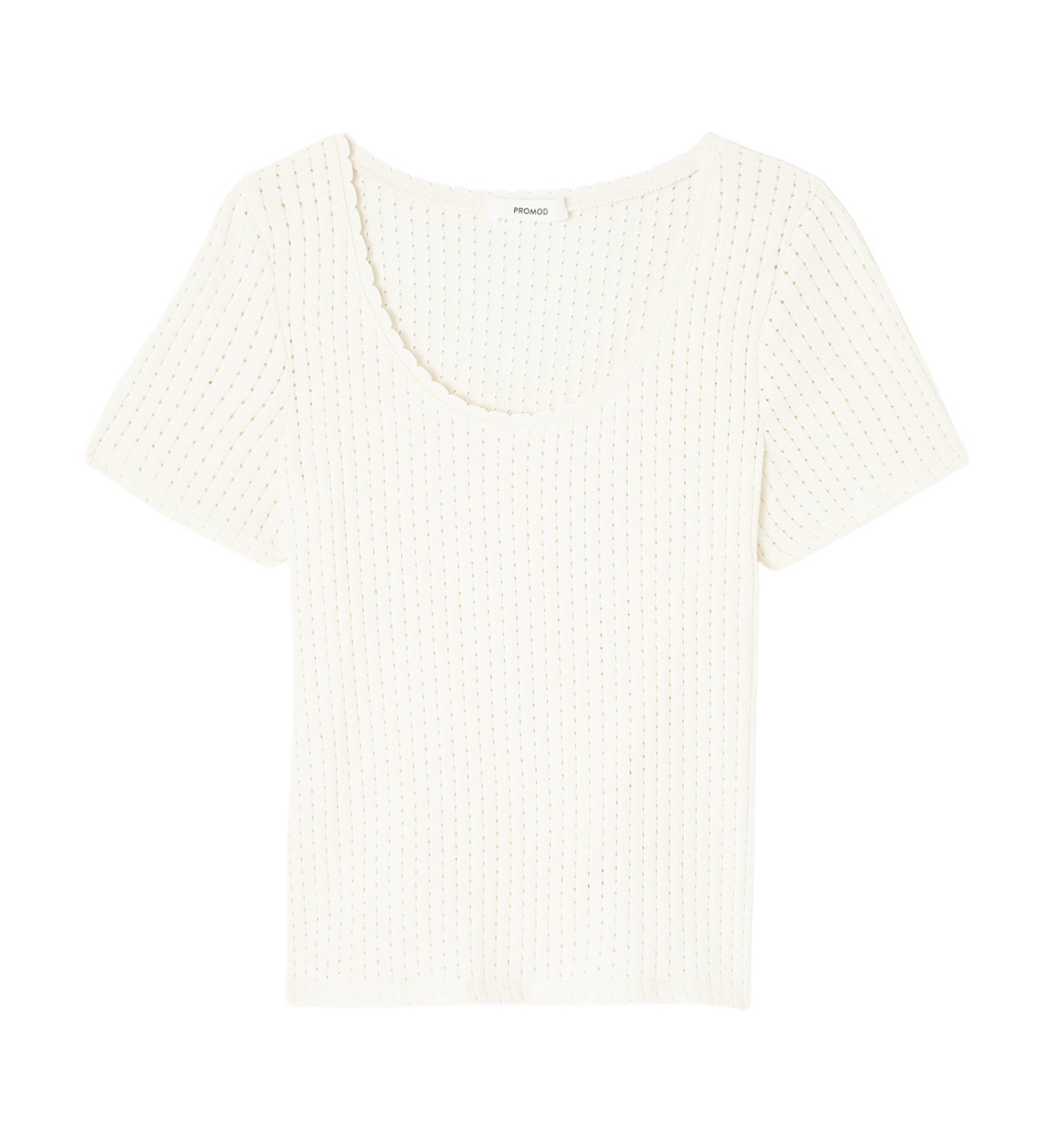 T-shirt en maille pointelle - Ecru