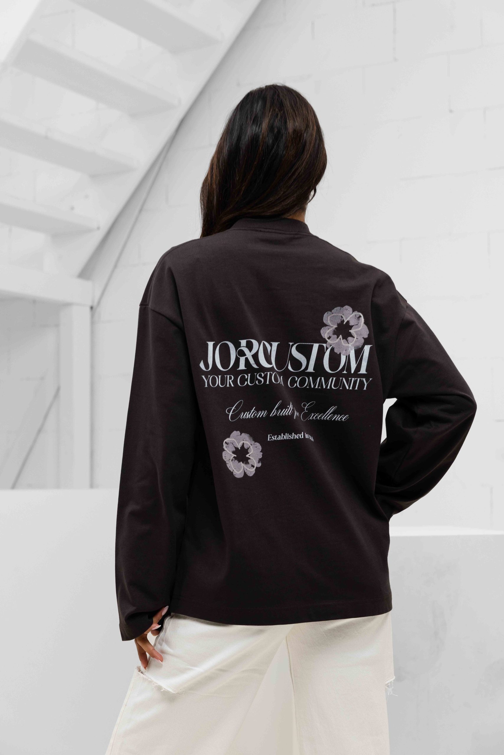 Jorcustom Flowers Longsleeve T-Shirt Dames Bruin