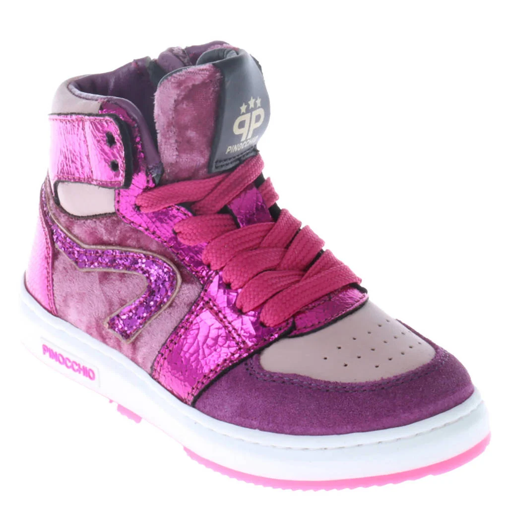 Pinocchio leren sneakers roze/paars