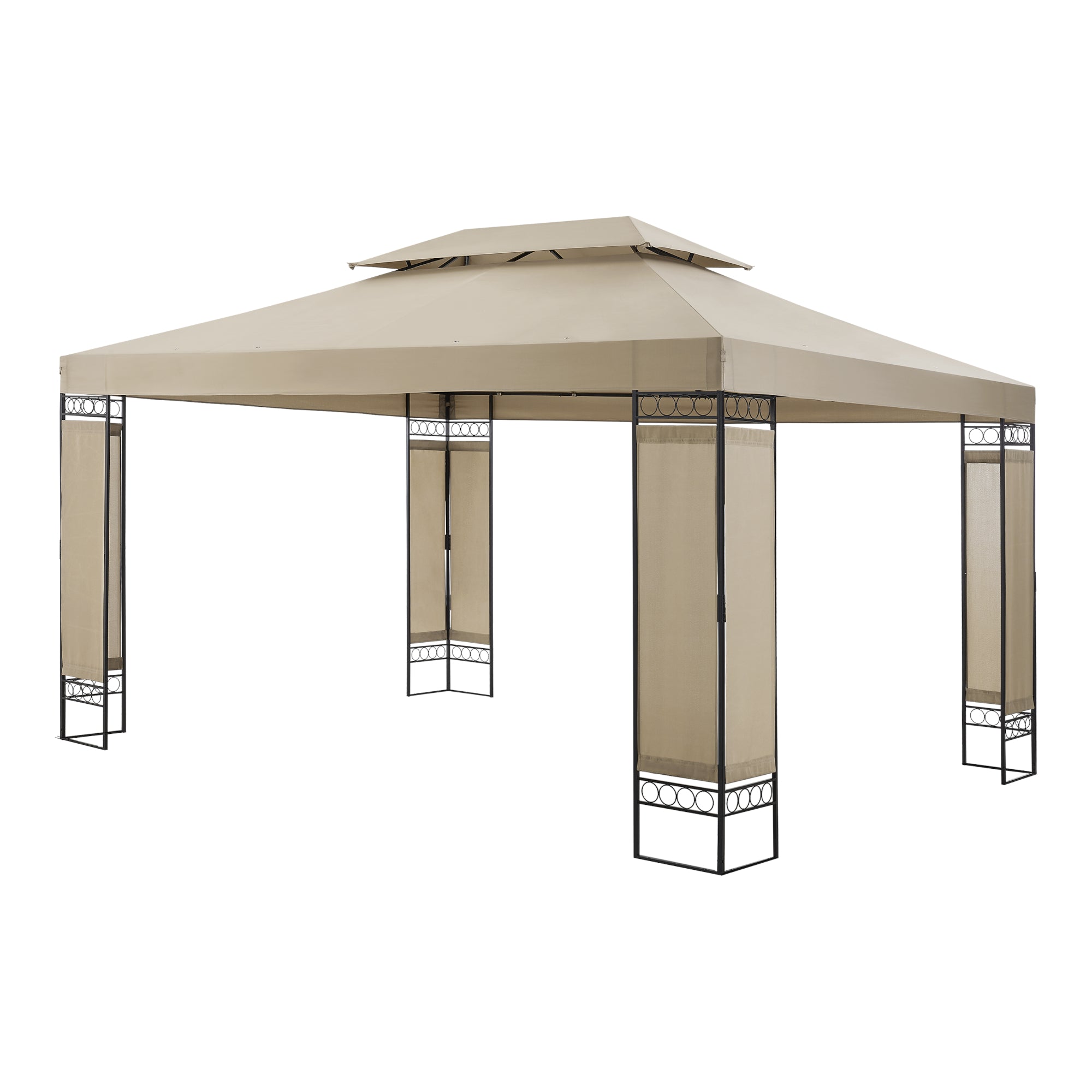 Tonnelle de jardin avec structure en acier 400 x 300 x 265 cm beige
