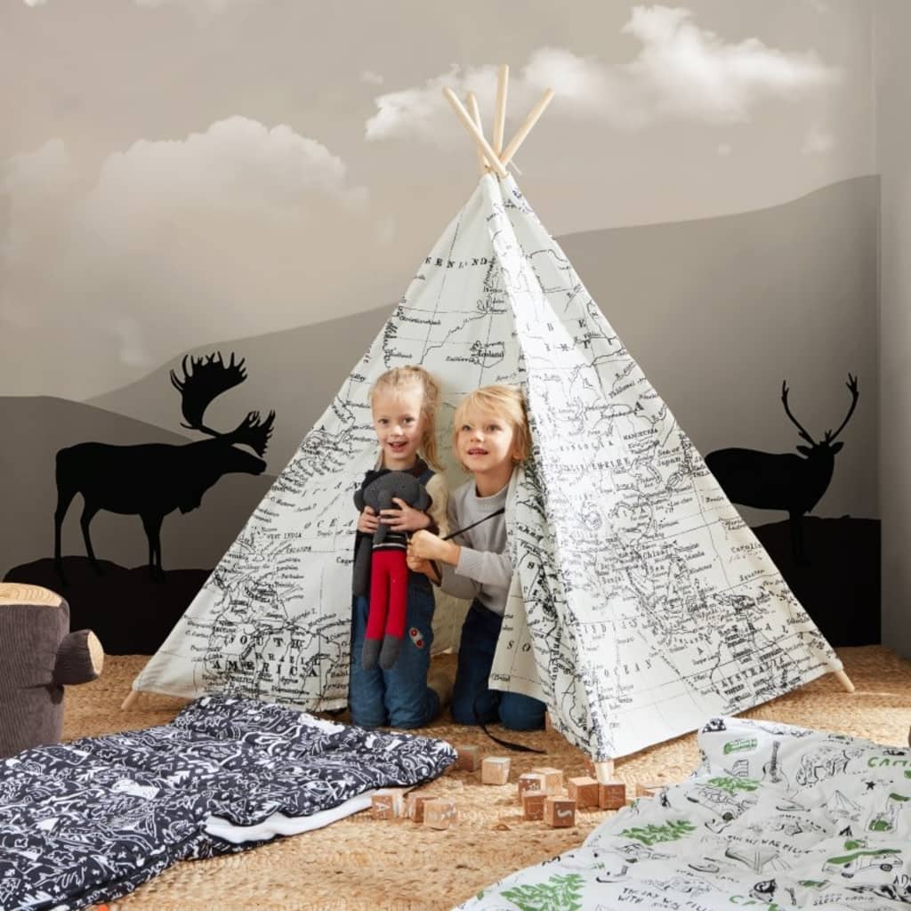 Tipi world map noir et blanc