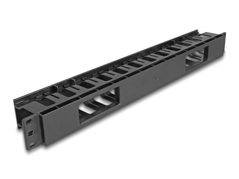 Delock Kabelführungspanel mit 2 Öffnungen 1HE , Schwarz Delock 19″ Kabelmanagement Rangierpanel mit 2 Öffnungen 1 HE schwarz Kunststoff