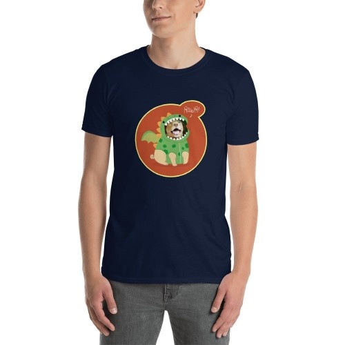 Camiseta masculina Mascochula, personalizada com a foto do seu animal de estimação, azul marinho