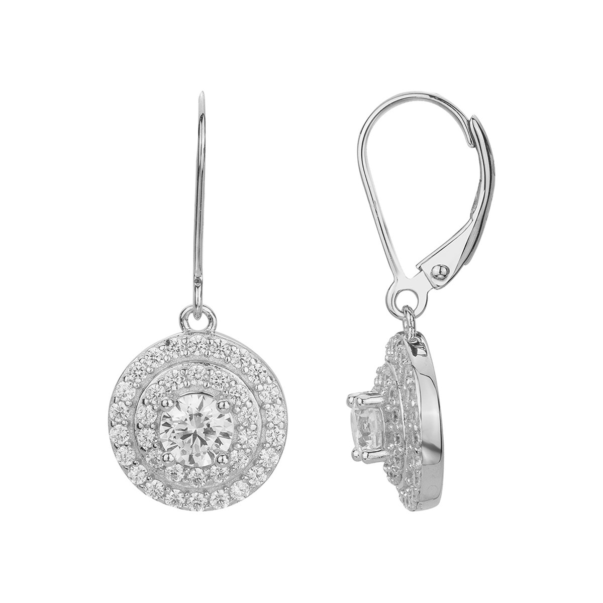 Boucles d'oreilles dormeuses en Argent avec oxyde de zirconium blanc