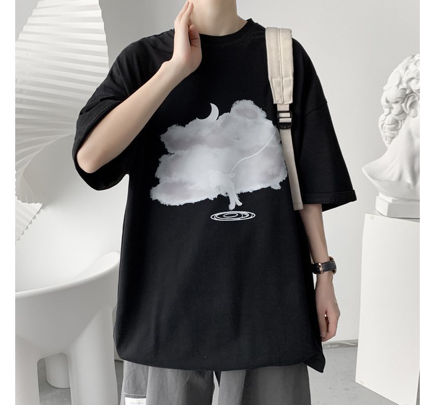 Wewewow - T-shirt met ronde hals en elleboogmouwen