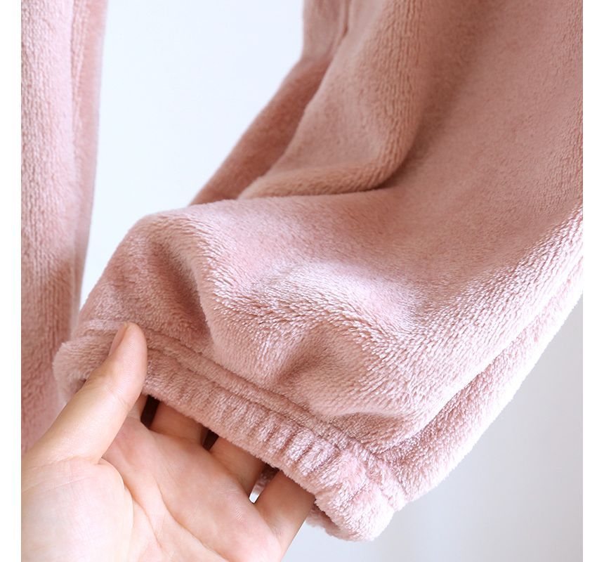 molpes - Koppel bijpassende pyjamaset: lange mouwen V-hals Argyle flanellen top met knopen + broek (verschillende ontwerpen)