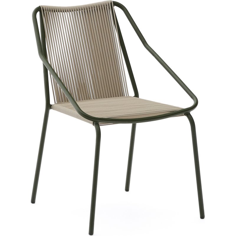 Chaise d’extérieur Zivia en corde écrue et acier galvanisé vert