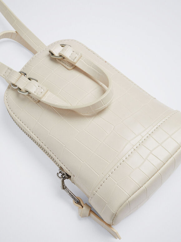 Bolsa para celular com estampa animal - Off-White