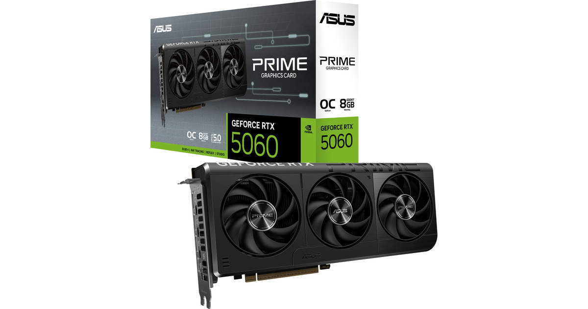 ASUSPRIME GeForce RTX 5060 OC grafische kaart  (3x DisplayPort, 1x HDMI, DLSS 4)