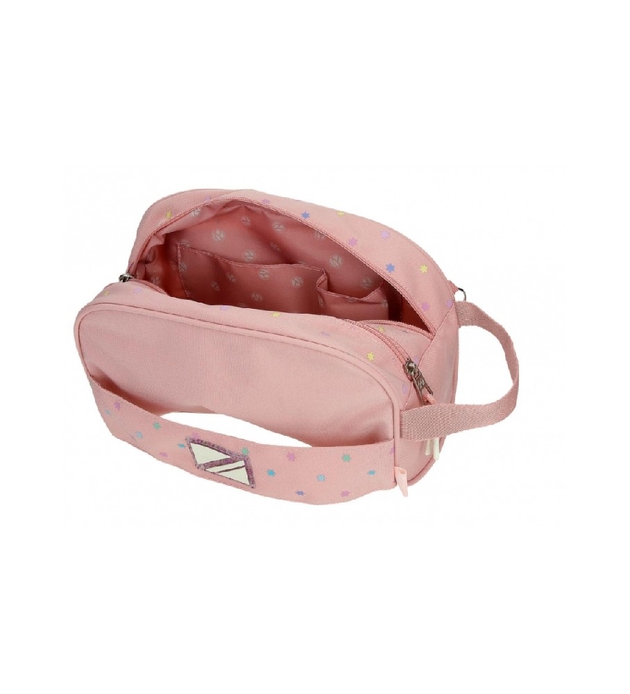Nécessaire Pepe Jeans Carina com dois compartimentos, ajustável, rosa