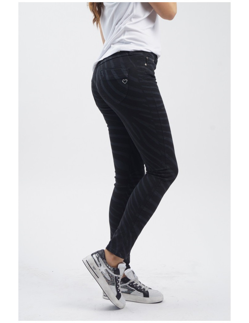 PLEASE PANTALON SKINNY ZIP ZÉBRÉ
