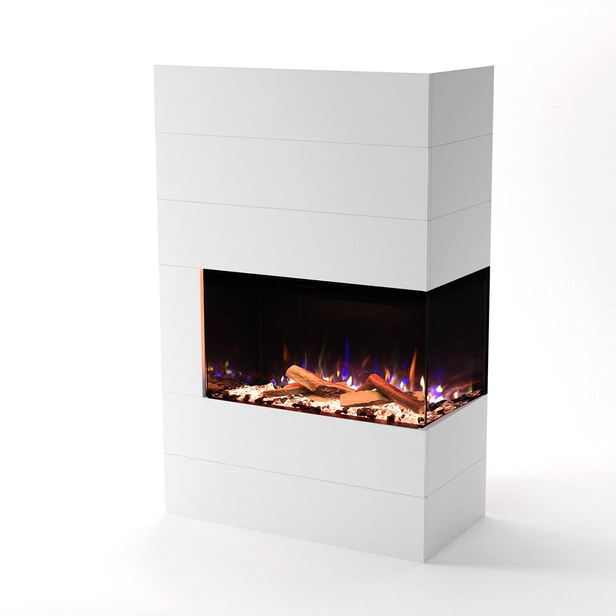 Glow Fire 'Portia' elektrische haard | LED vrijstaande haard in wit met verwarming (1500 W) | HxBxD: 140x90x45 cm
