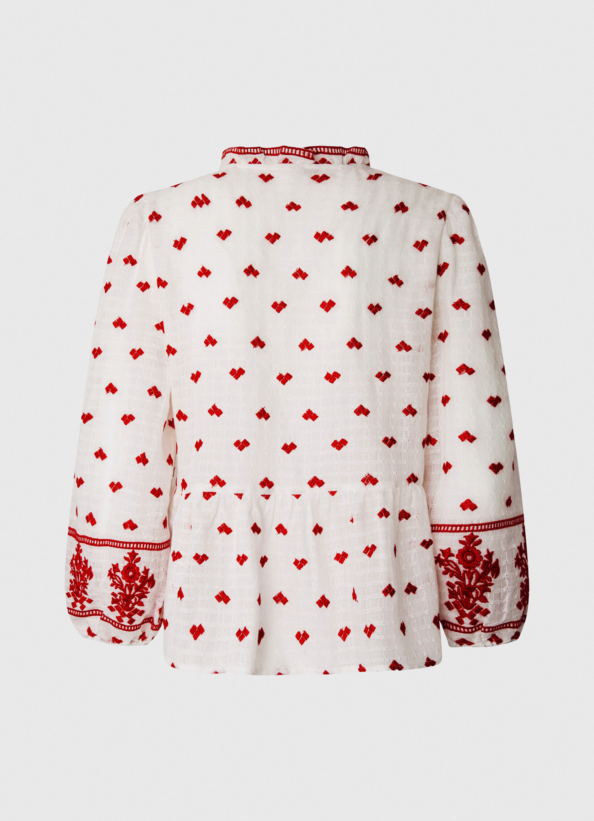 Blusa de algodão dobby bordada - branca