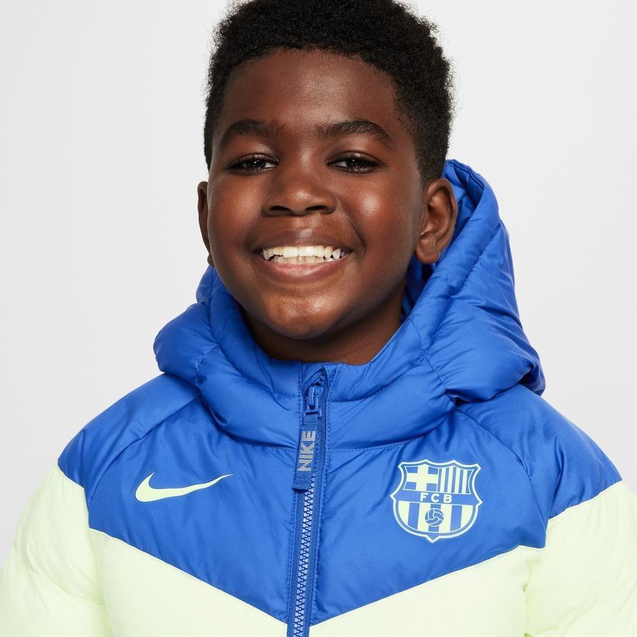 FC Barcelone Manteau d'Hiver NSW synthetic-fill 3. - Bleu Royal/Jaune Fluo/Vert Enfant