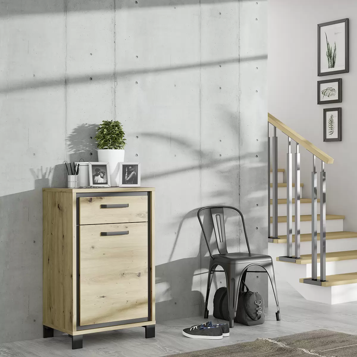 Schuhschrank Trondheim Eiche,schwarz