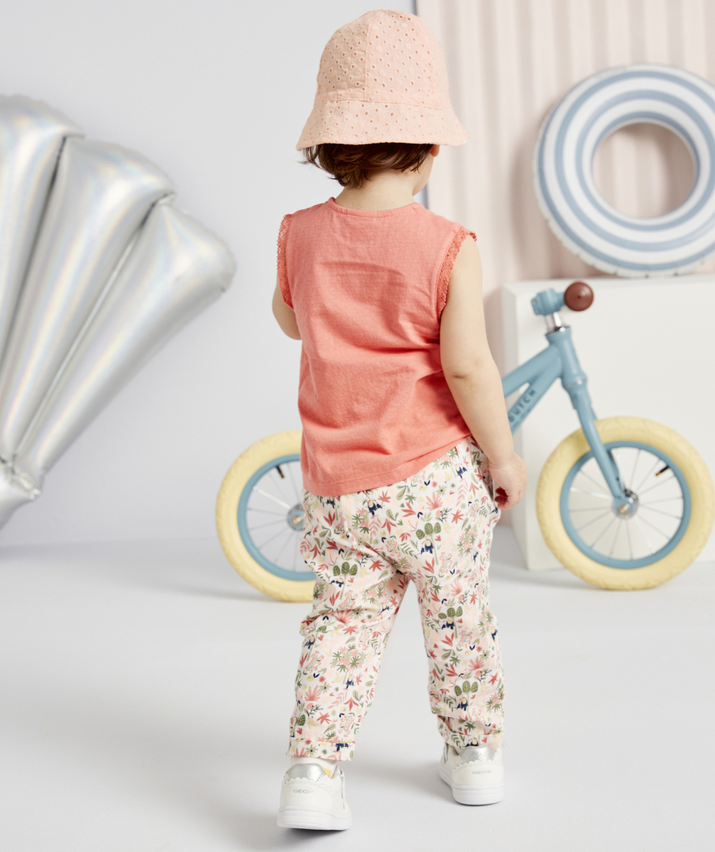 PANTALON FLUIDE BÉBÉ FILLE EN COTON FLEURI
