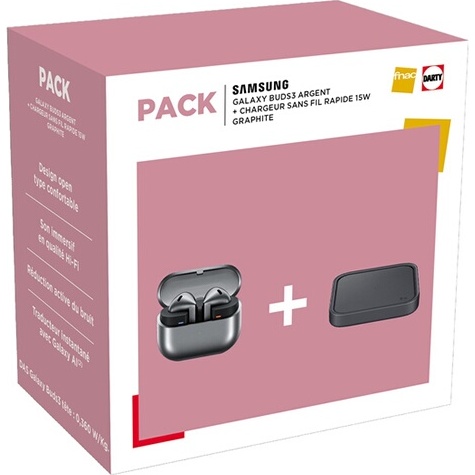 Ecouteurs Samsung PACK GALAXY BUDS3 ARGENT + CHARGEUR 25W