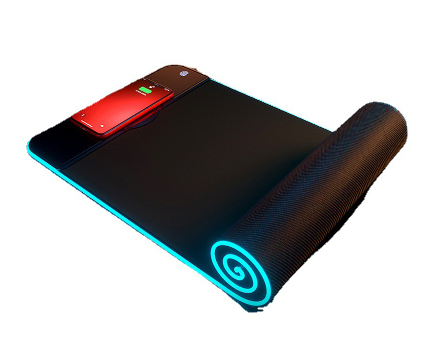 (80x30cm) Gaming Mauspad Mausmatte mit Rutschfester Unterseite   RGB-Beleuchtung und Qi Wireless Ladegerät - Bunt