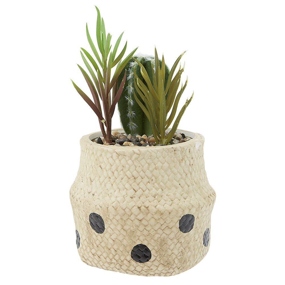 Plante artificielle dans pot en forme de panier en céramique