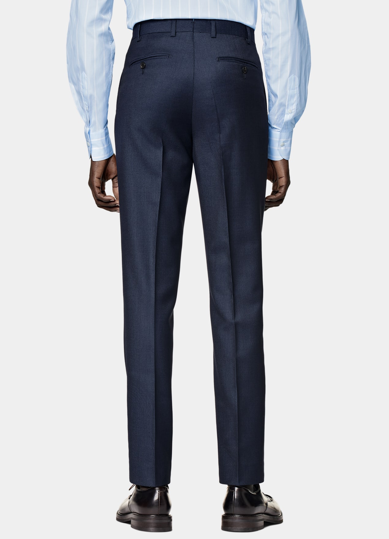 Pantalon de costume Slim Leg Straight bleu marine œil-de-perdrix