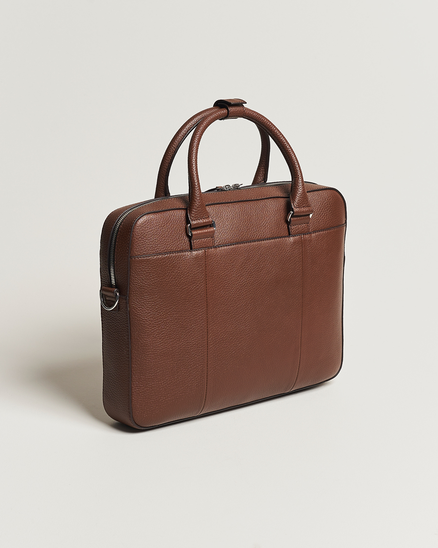 Tiger of Sweden Bosun Grained Leather Briefcase Brown