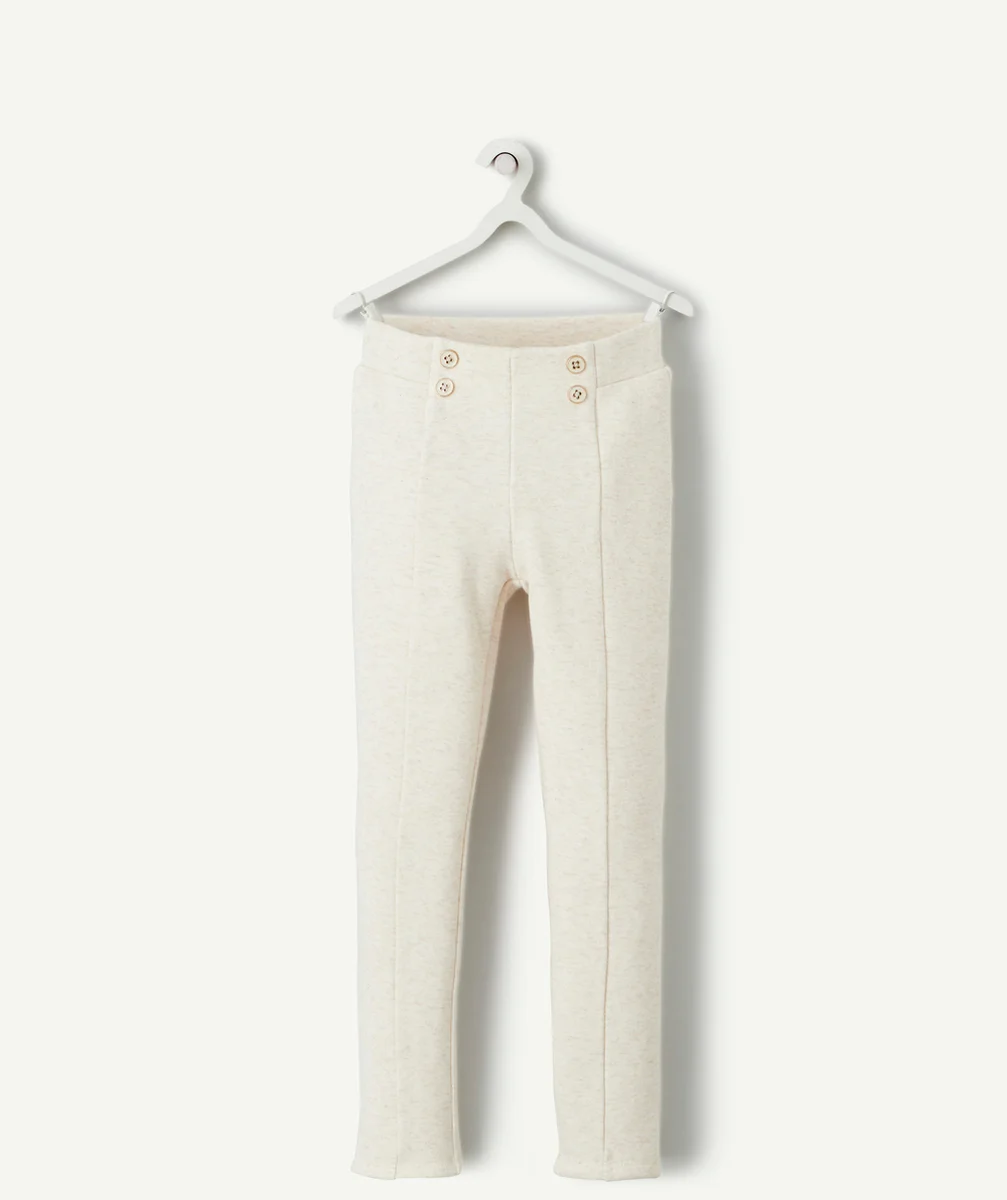 TREGGING FILLE EN FIBRES RECYCLÉES ET MOLLETON ÉCRU