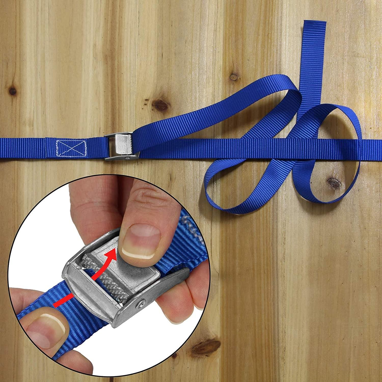 (4er Set) 3mx2.5cm Spanngurt Zurrgurt mit Klemmverschluss für Ladungssicherung / Heimwerk / Baustelle / Hebetechnik / Arbeitssicherheit - Blau