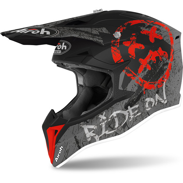 Airoh - Casque enfant Wraap Youth Smile Noir / Gris / Rouge