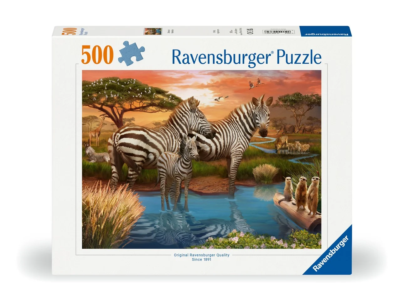 Ravensburger - Puslespil Zebras In Sunset 500 brikker