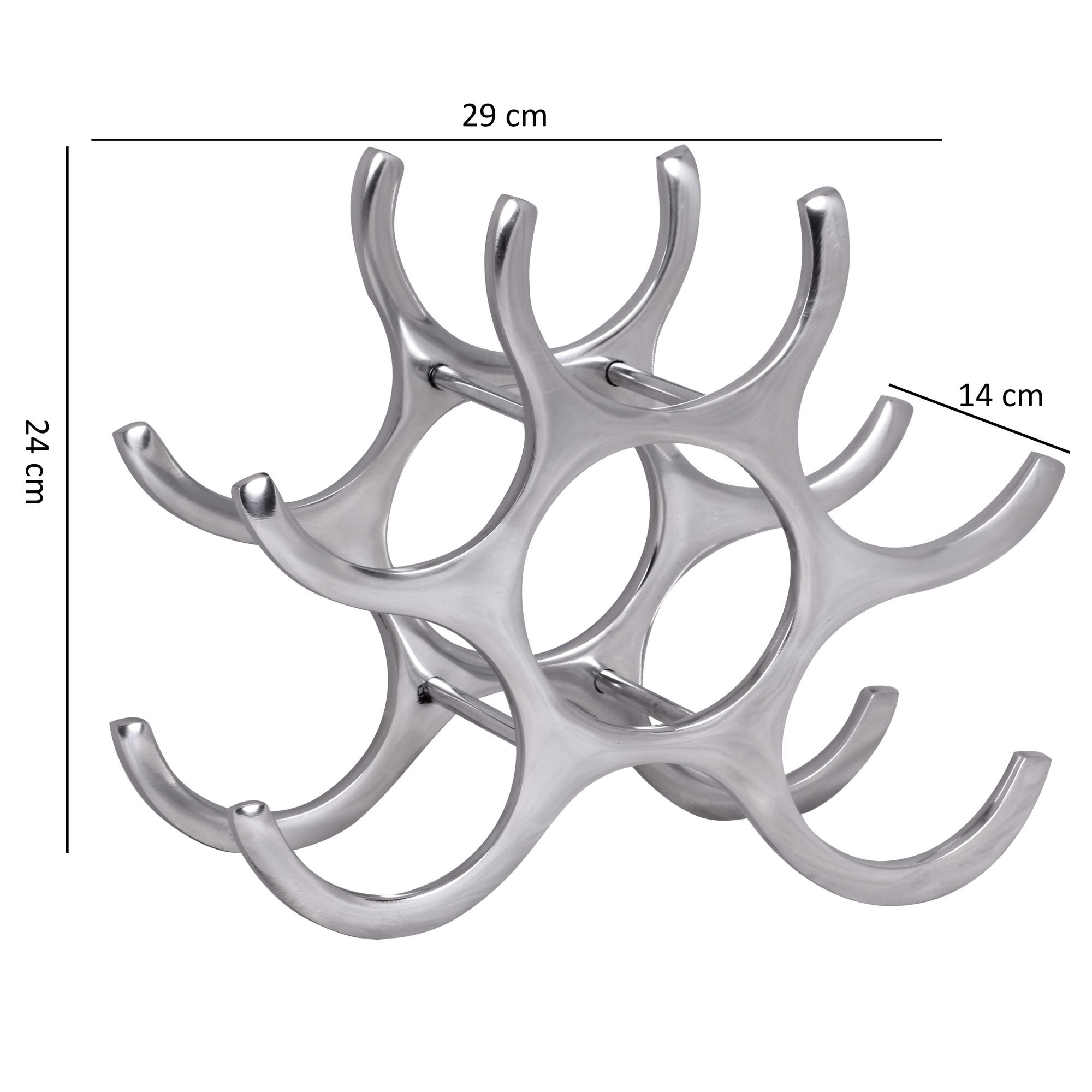 KADIMA DESIGN Platzsparendes Aluminium Weinregal für 6 Flaschen, 24x29x14cm, Elegantes Design
