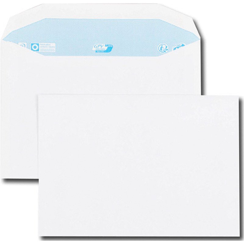 Enveloppe 162 x 229 mm GPV 80 g sans fenêtre, blanche - Boîte de 500