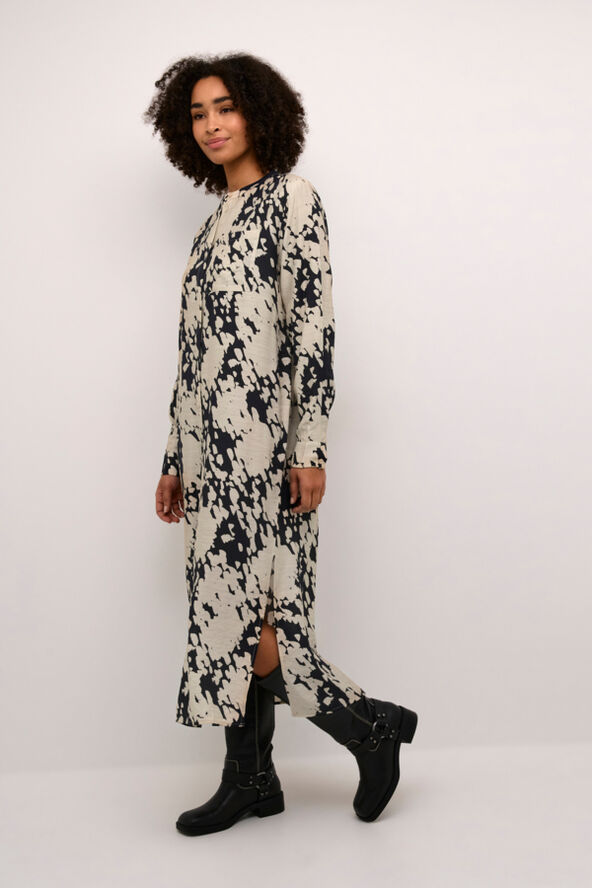 Kaffe KAlouise Shirt Dress Black/sand graphic cloud