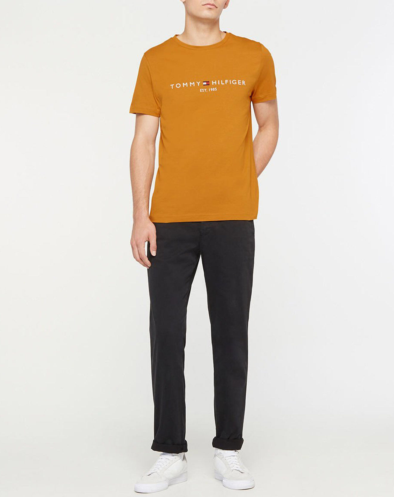 Tommy Hilfiger T-Shirt 100% Coton Bio Tommy Logo ocre