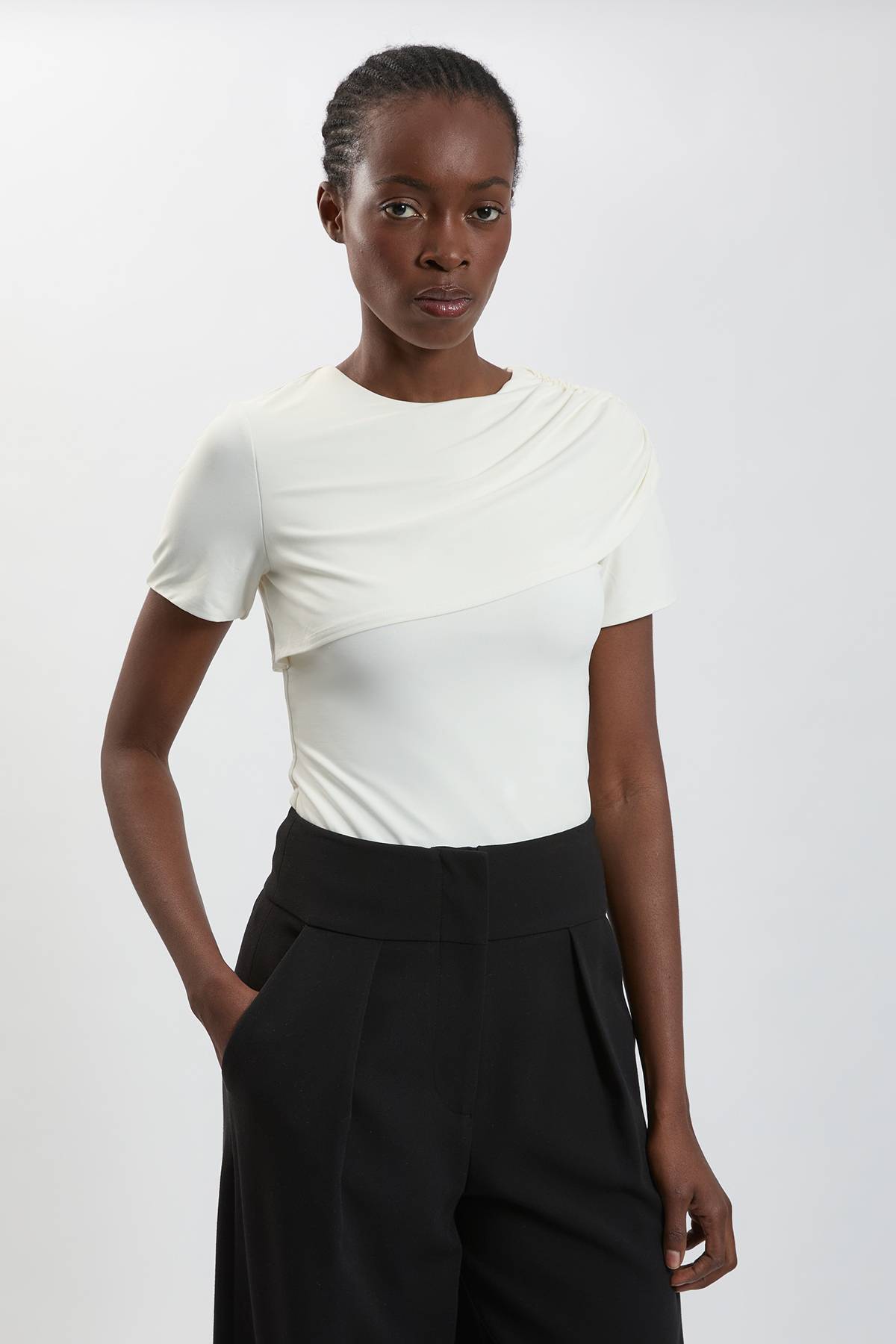 KarenMillen Haut En Jersey De Viscose Avec Superposition Drapée Croisée