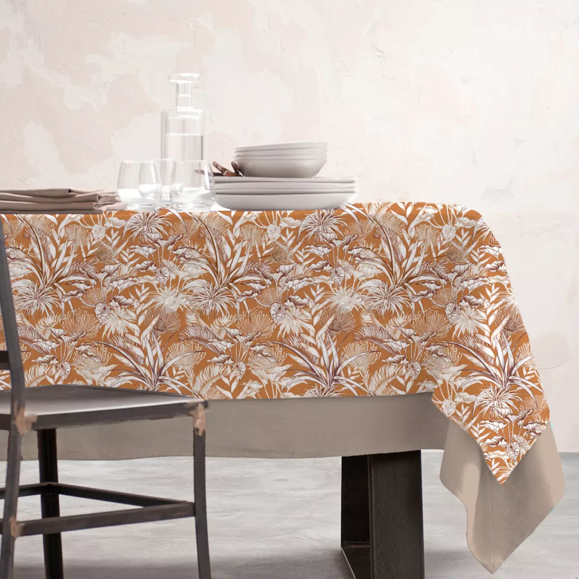Nappe rectangulaire coton enduit (150 x 250 cm) Granada Jaune moutarde