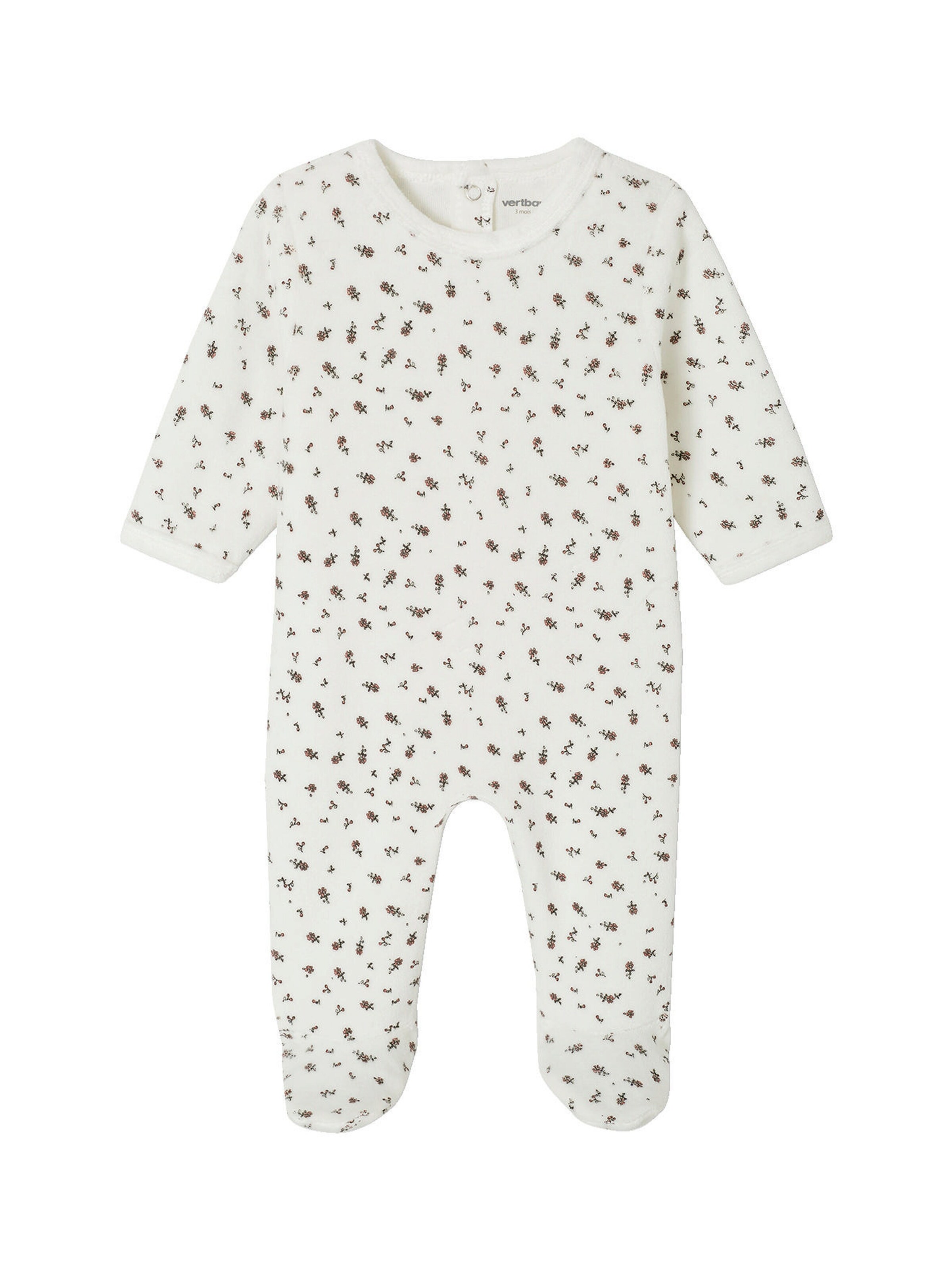 Vertbaudet 2er-Pack Baby Samt-Strampler mit Recycling-Polyester, Blumen und Kragen pfirsich