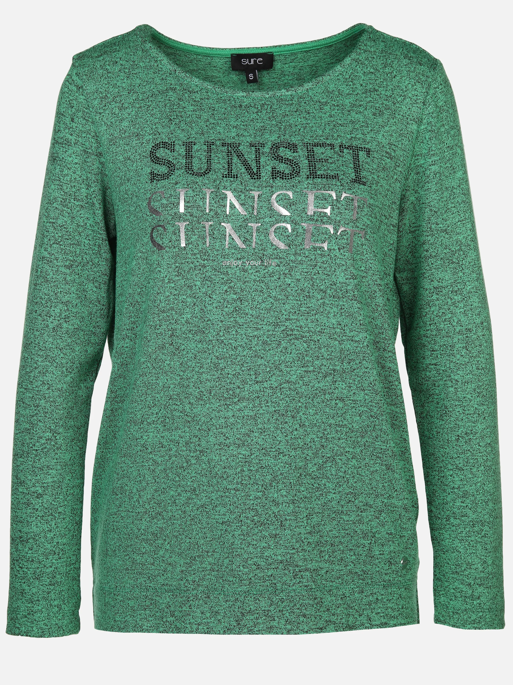 Damen Strickshirt mit Glitzerprint und Strassbesatz